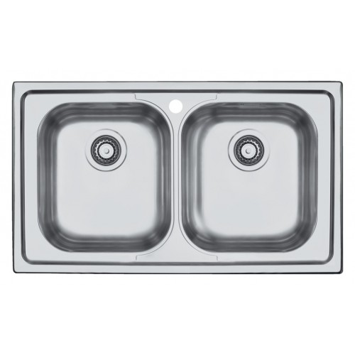 Barazza Évier deux bacs B_FAST 1LFS92 finition acier inoxydable satiné 86x50 cm