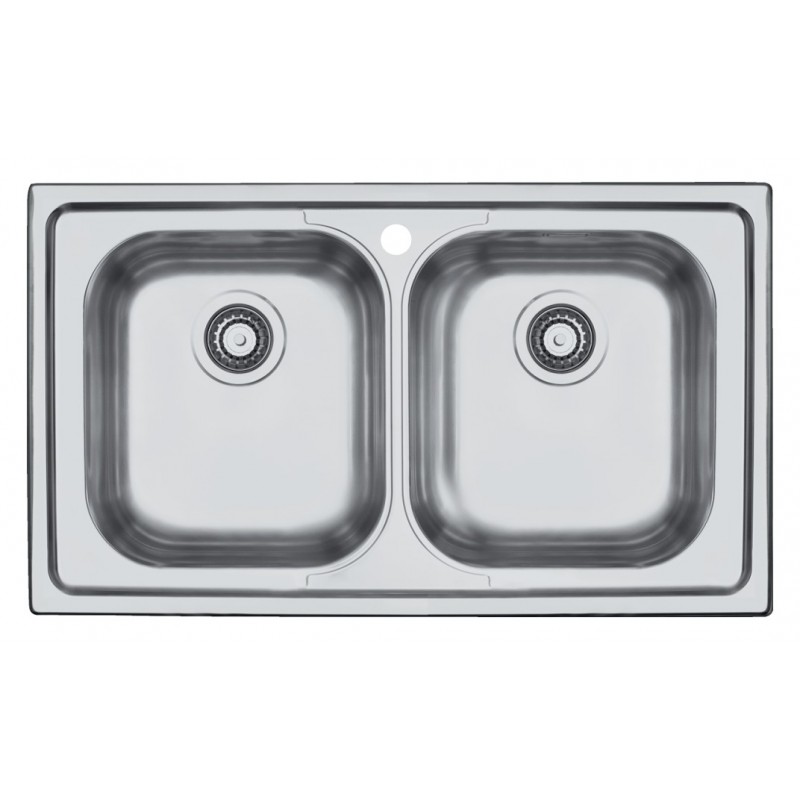  Barazza Évier deux bacs B_FAST 1LFS92 finition acier inoxydable satiné 86x50 cm