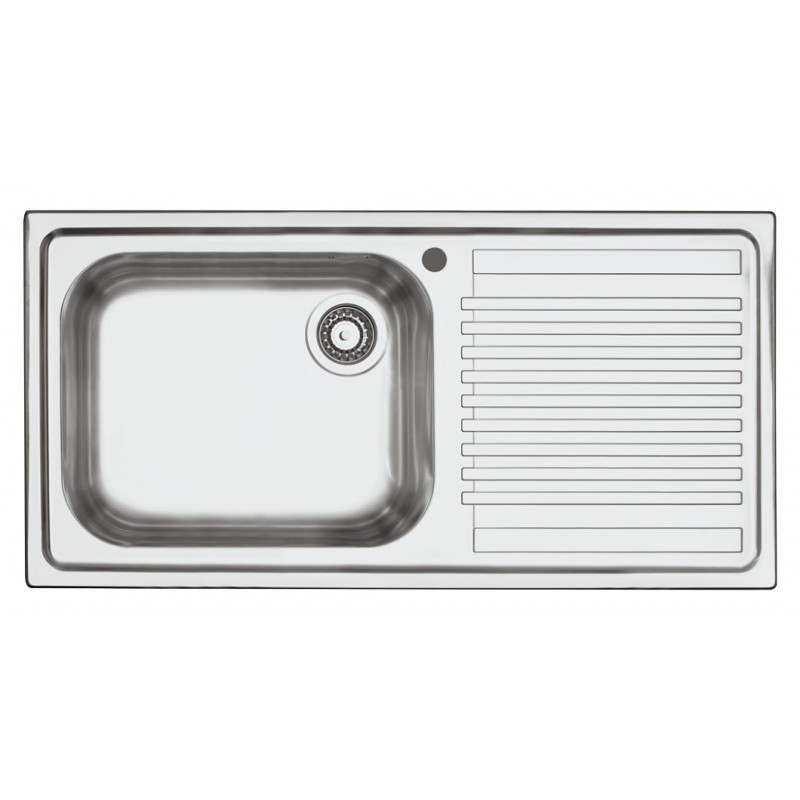  Barazza Single bowl sink with right drainer B_FAST 1LFS10D satin stainless steel finish 100x50 cm