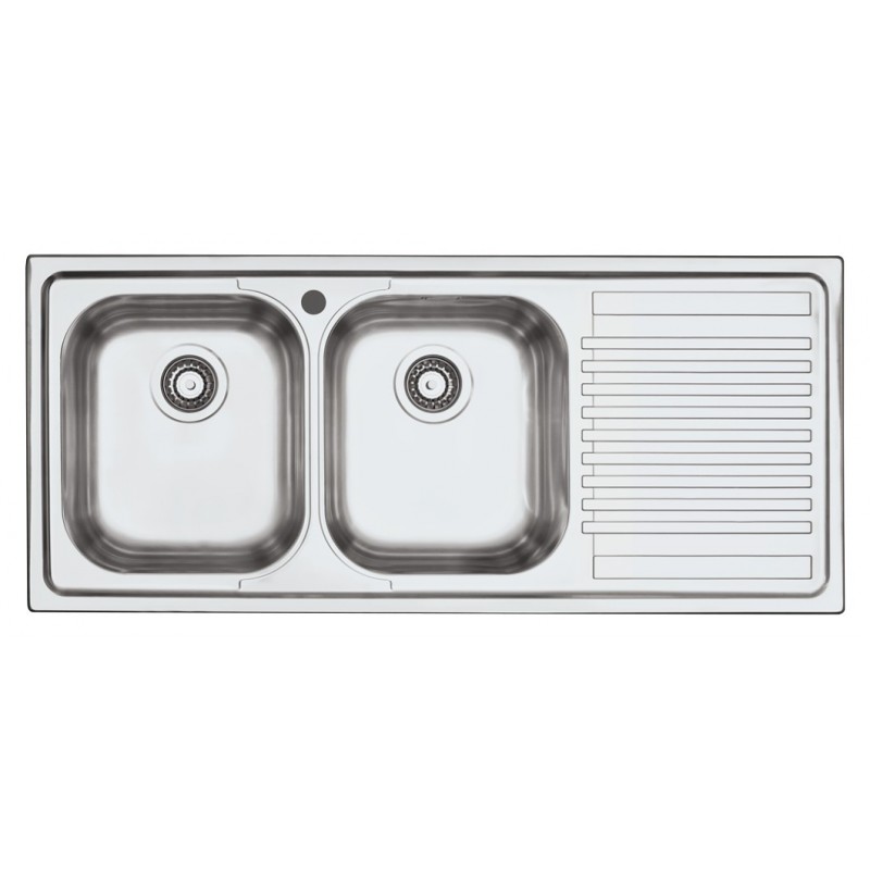  Barazza Fregadero de dos senos con escurridor derecho B_FAST 1LFS12D acabado acero inoxidable satinado 116x50 cms