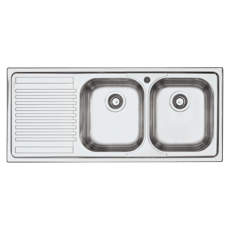  Barazza Fregadero de dos senos con escurridor izquierdo B_FAST 1LFS12S acabado acero inoxidable satinado 116x50 cms