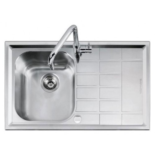 Barazza Fregadero seno seno con escurridor derecho B_LEVEL 1LLV90 / 1D acabado acero inoxidable satinado 86x50 cms