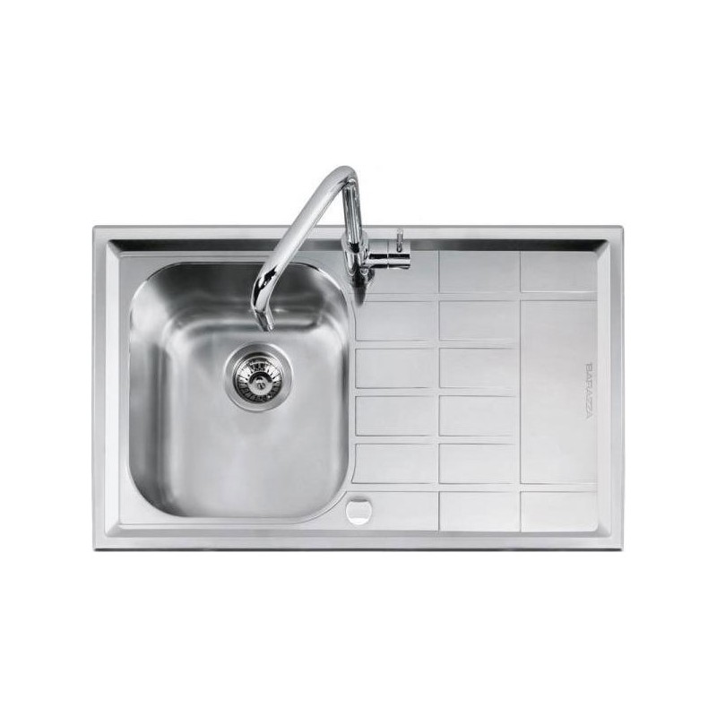  Barazza Évier simple avec égouttoir à droite B_LEVEL 1LLV90 / 1D finition acier inoxydable satiné 86x50 cm