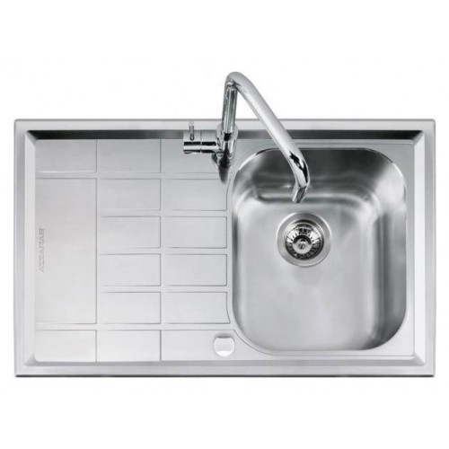 Barazza Fregadero de un seno con escurridor izquierdo B_LEVEL 1LLV90/1S 86x50 cm acabado acero inoxidable satinado