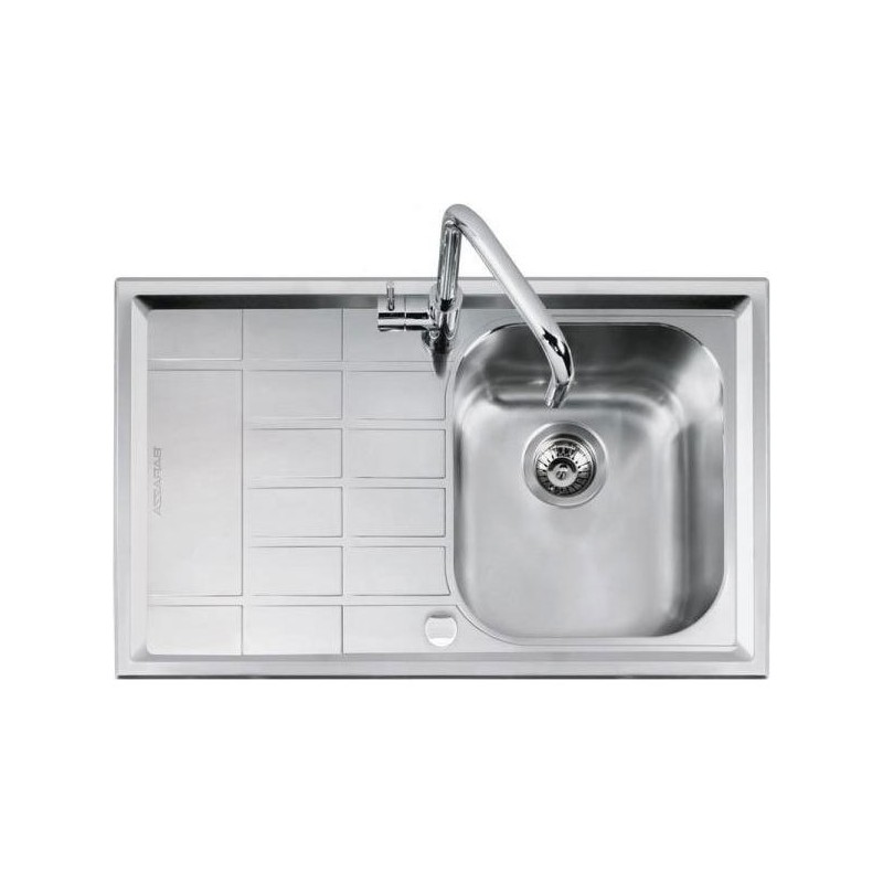  Barazza Lavello una vasca con gocciolatoio sx B_LEVEL 1LLV90/1S finitura inox satinato da 86x50 cm