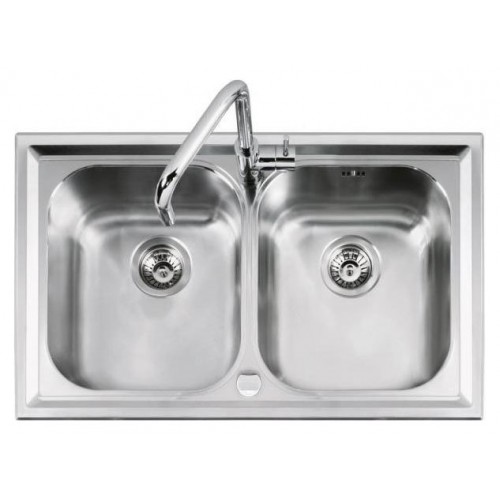 Barazza Évier deux bacs B_LEVEL 1LLV90 / 2 finition acier inoxydable satiné 86x50 cm