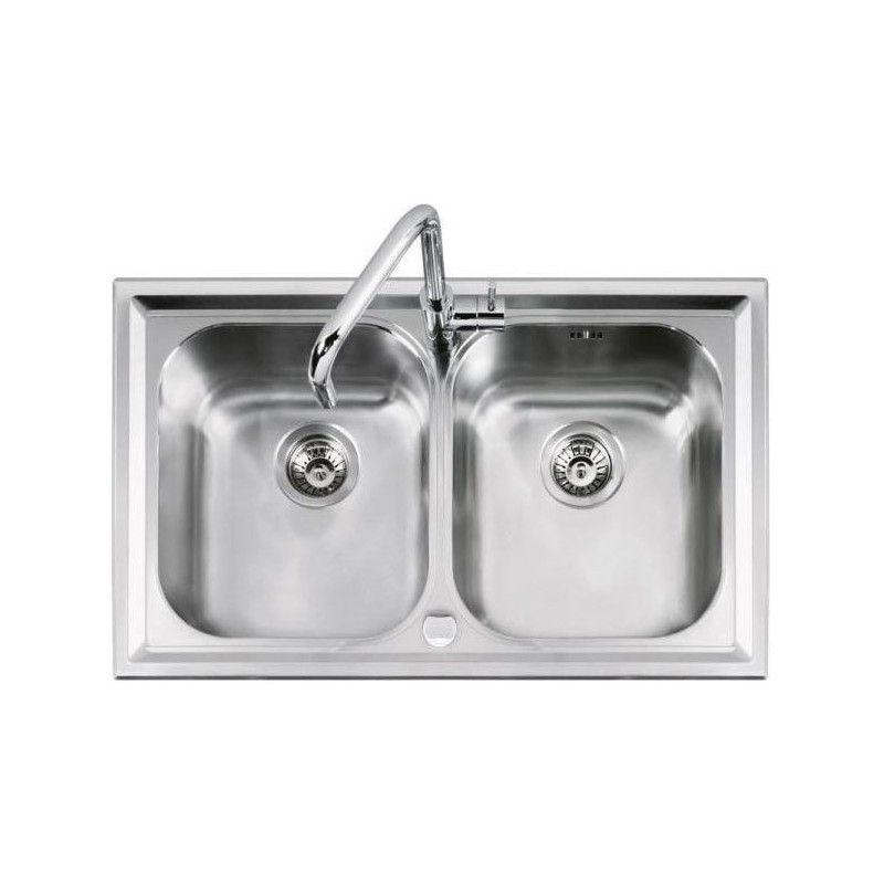  Barazza Two bowls sink B_LEVEL 1LLV90 / 2 satin stainless steel finish 86x50 cm