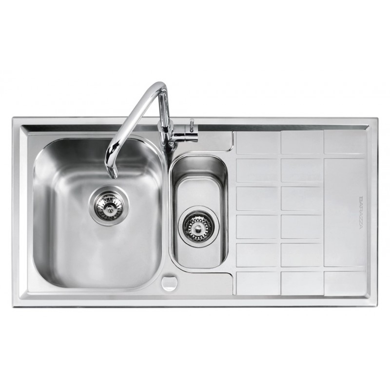  Barazza Single bowl sink with tray and right drainer B_LEVEL 1LLV100 / D 86x50 cm satin stainless steel finish