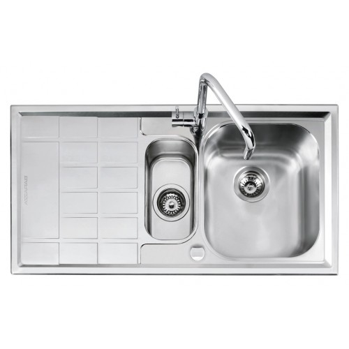 Barazza Single bowl sink with tray and left drainer B_LEVEL 1LLV100 / S 86x50 cm satin stainless steel finish