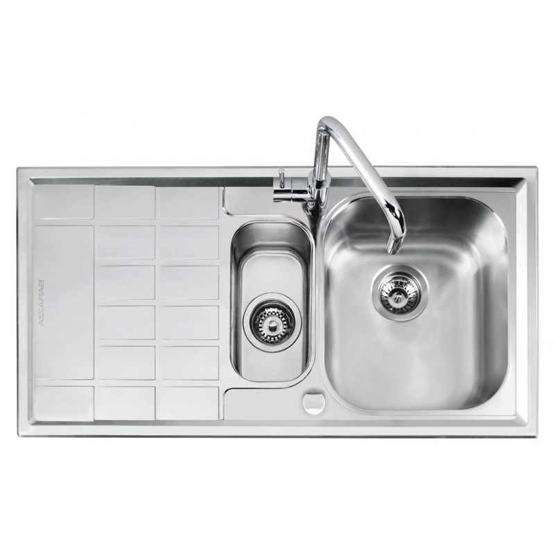  Barazza Lavello una vasca con vaschetta e gocciolatoio sx B_LEVEL 1LLV100/S finitura inox satinato da 86x50 cm