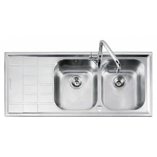 Barazza Lavello due vasche con gocciolatoio sx B_LEVEL 1LLV120/2S finitura inox satinato da 116x50 cm