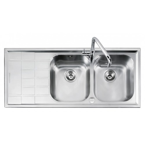 Barazza Two bowls sink with left drainer B_LEVEL 1LLV120 / 2S satin stainless steel finish 116x50 cm