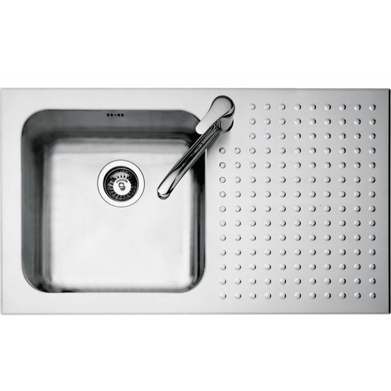  Barazza Lavello una vasca con gocciolatoio dx 1IS9060/1D finitura inox satinato da 86x50 cm