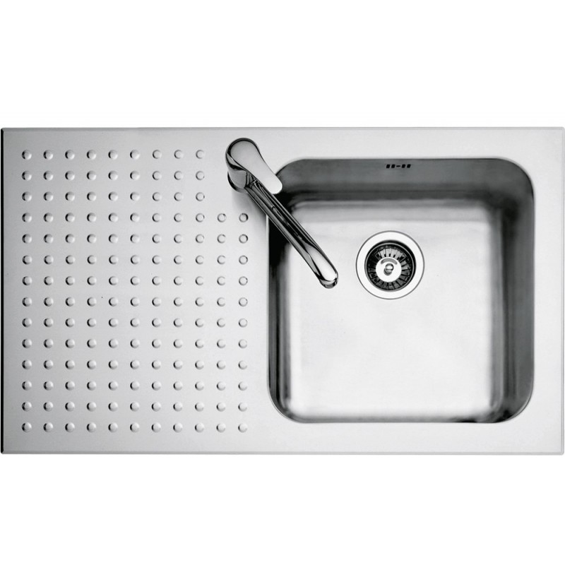  Barazza Évier simple avec égouttoir à gauche 1IS9060 / 1S finition acier inoxydable satiné 86x50 cm