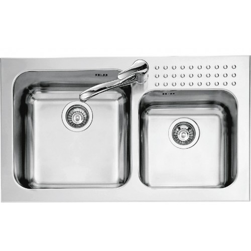 Barazza Sink with two bowls 1IS9060 / 2 satin stainless steel finish 86x50 cm