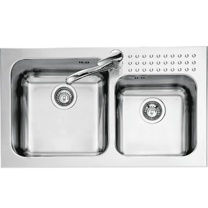  Barazza Lavello due vasche 1IS9060/2 finitura inox satinato da 86x50 cm