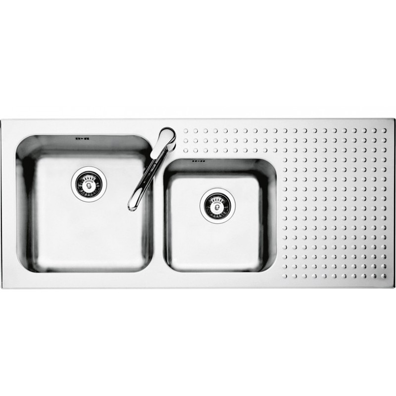  Barazza Fregadero de dos senos con escurridor derecho 1IS12060 / 2D acabado acero inoxidable satinado 116x50 cms