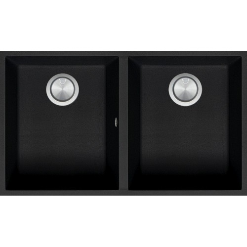 Barazza Évier à encastrer à deux bacs SOUL 1QSO82NS b_granite finition noire 72x39,5 cm