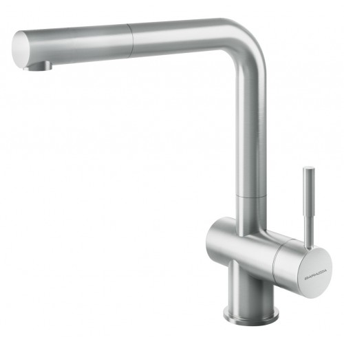 Barazza Single lever mixer with extractable shower STEEL SHOWER 1RUBMSTD satin stainless steel AISI 304 finish