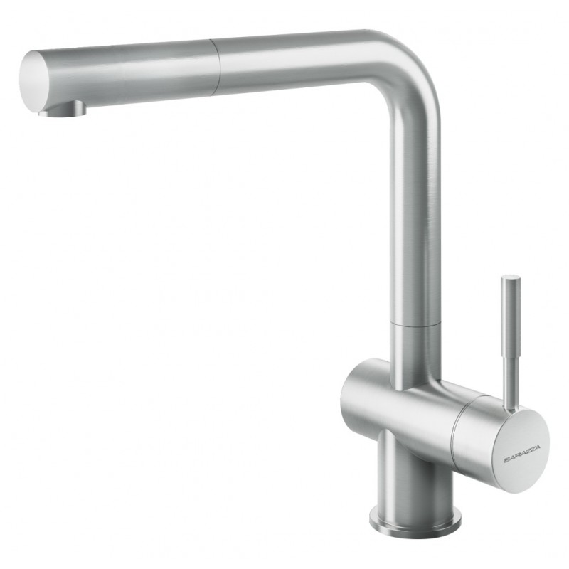  Barazza Single lever mixer with extractable shower STEEL SHOWER 1RUBMSTD satin stainless steel AISI 304 finish