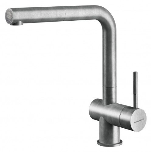 Barazza Mezclador monomando con ducha extraíble STEEL DOCCIA VINTAGE1RUBMSTDV AISI 304 acabado acero inoxidable vintage