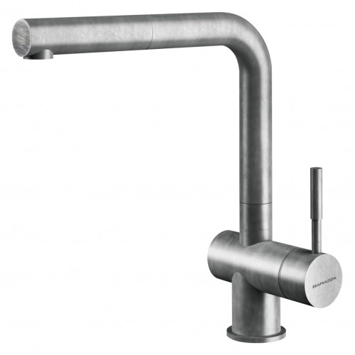 Barazza Single lever mixer with pull-out shower STEEL DOCCIA VINTAGE1RUBMSTDV AISI 304 vintage stainless steel finish