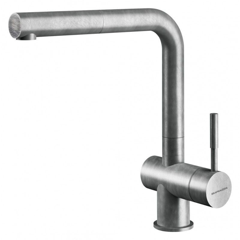  Barazza Single lever mixer with pull-out shower STEEL DOCCIA VINTAGE1RUBMSTDV AISI 304 vintage stainless steel finish