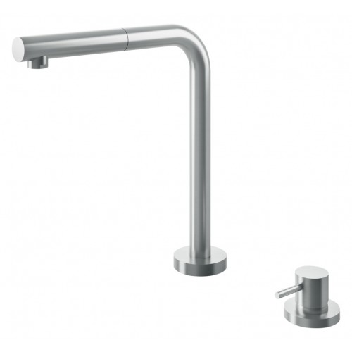 Barazza Mixer with remote control and extractable shower B_OPEN ABBATTIBILE 1RUBMBOA satin stainless steel finish
