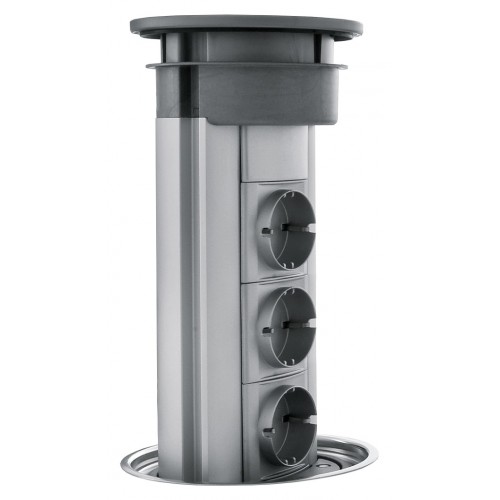 Barazza Round turret extractable socket holder 1TPE with satin AISI 304 stainless steel cover Ø13.6 cm
