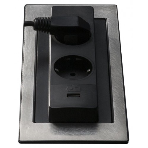 Barazza 1PPBV porte-douille à encastrer basculant avec couvercle vintage en acier inoxydable AISI 304 de 22,5 cm