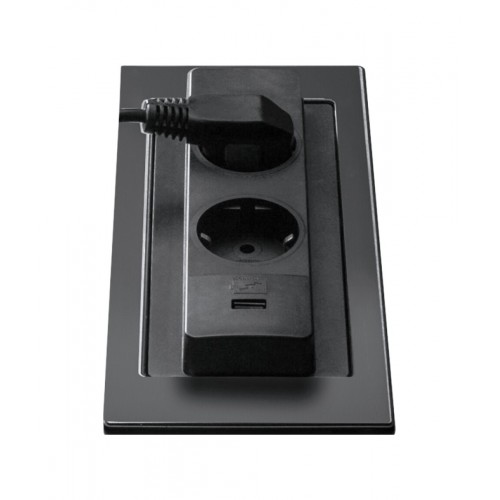 PRONTA CONSEGNA - Barazza Portaprese da top basculante da incasso 1PPBN con coperchio nero da 22.5 cm