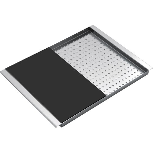 PRONTA CONSEGNA - Barazza Coprivasca forato 1CITN finitura inox con tagliere in HPL nero da 25x43 cm