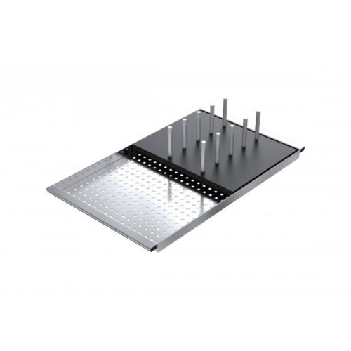 Barazza Coprivasca forato 1CIFX finitura inox con scolapiatti HPL nero da 25x43 cm