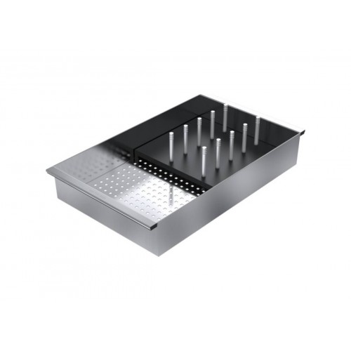 Barazza Vassoio forato 1VSVQ finitura inox con scolapiatti removibile in HPL nero da 25x48x7h cm
