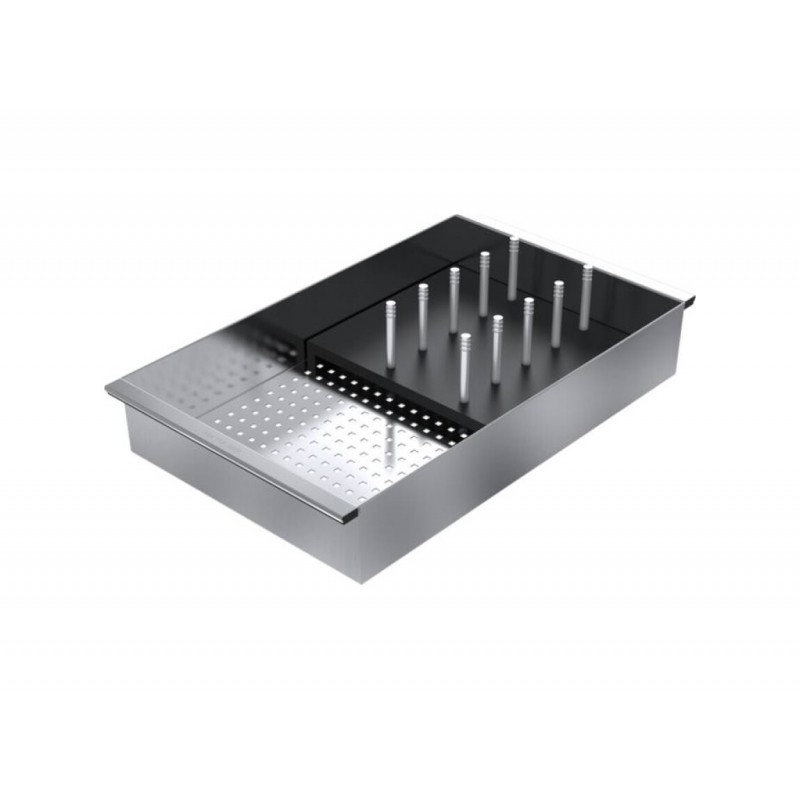  Barazza Plateau perforé 1VSVQ finition acier inoxydable avec égouttoir amovible en HPL noir 25x48x7h cm