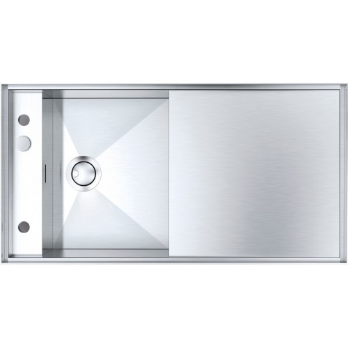 Barazza Évier simple avec égouttoir MIZU SINKS 1LMZ105 finition acier inoxydable satiné 100x52 cm