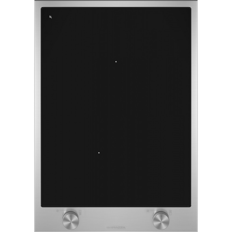  Placa de inducción Barazza Domino B_FREE 1PBF3ID de vitrocerámica negra con marco de acero inoxidable de 36 cm