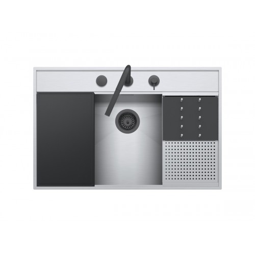 Barazza Lavello una vasca FLEXI KIT 1LFX91NK finitura inox satinato da 86x56 cm Con kit accessori e miscelatore