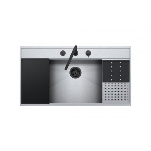 Barazza Lavello una vasca FLEXI KIT 1LFX101NK finitura inox satinato da 105x56 cm Con kit accessori e miscelatore