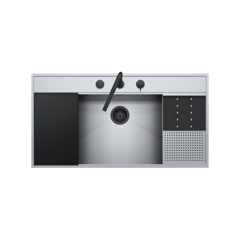  Barazza Lavello una vasca FLEXI KIT 1LFX101NK finitura inox satinato da 105x56 cm Con kit accessori e miscelatore