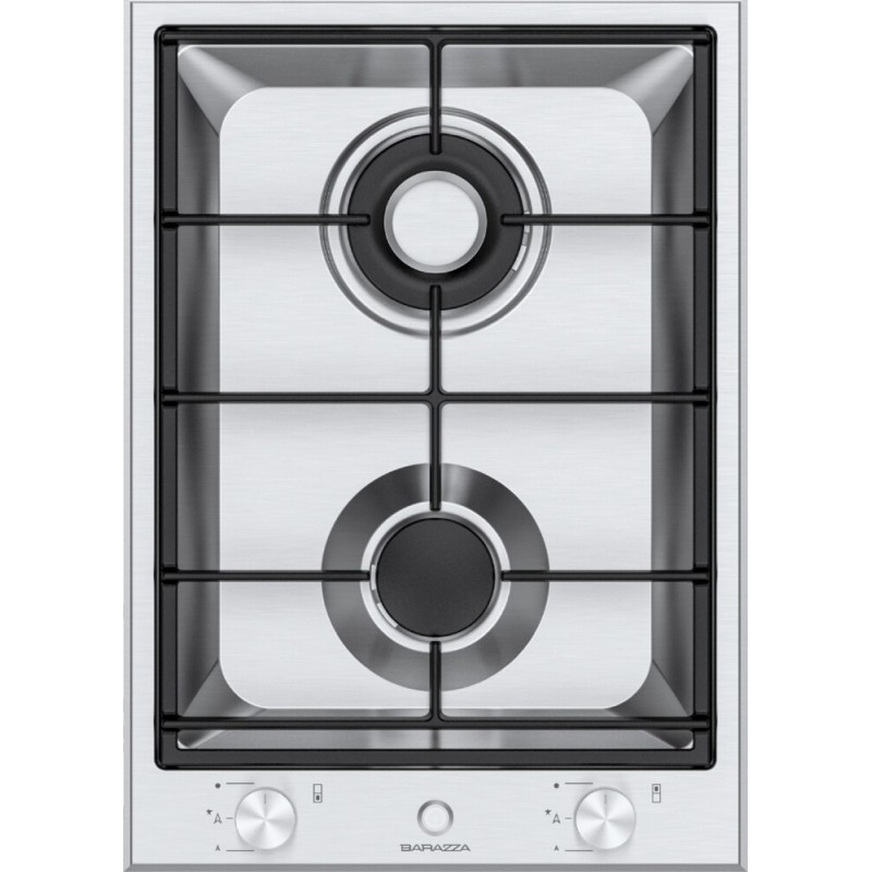  Table de cuisson domino à gaz Barazza THALAS 1PTI2 37 cm en acier inoxydable satiné finition AISI 316