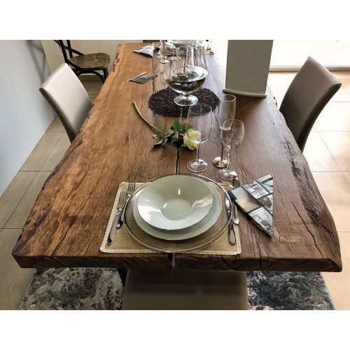 TableBello Fixed Wood table avec structure au choix et plateau en chêne séculaire 180x90/100 cm