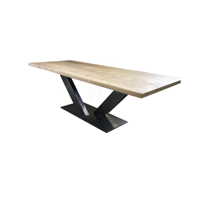  Mesa fija Bello Denver con estructura de metal y tapa de madera 180x90 cm - Con 2 extensiones opcionales