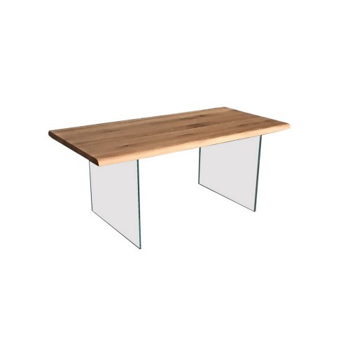 TableBello Fixed Sky table with glass structure and wooden top 160x90 cm - With 2 optional extensions