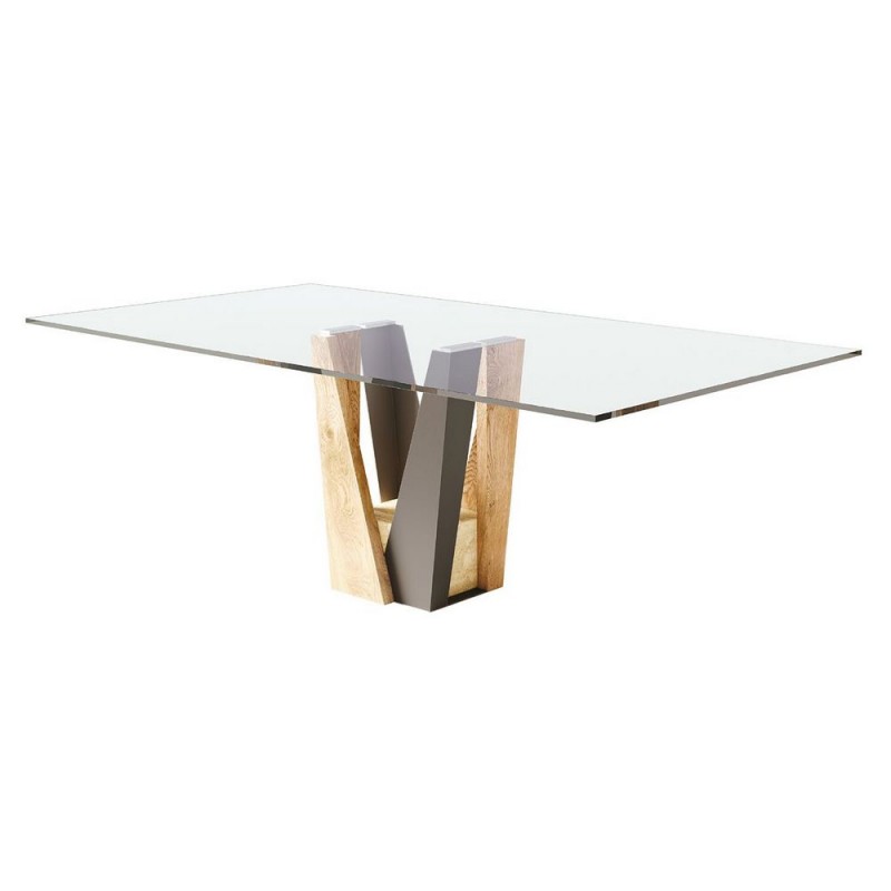  TableBello Fixed table Kairos with mixed structure and glass top 160x90 cm