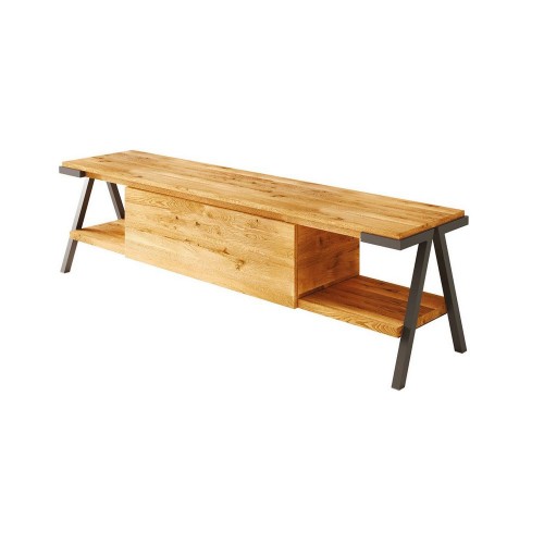 Meuble TV Bello Denali avec socle en métal L.186 cm et H.48 cm - 1 tiroir coulissant et 2 compartiments ouverts