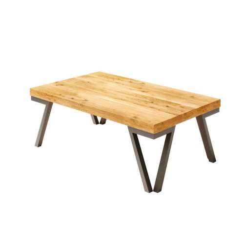 TableBello Denali table fumeur avec structure en métal et plateau en bois massif 120x50 cm