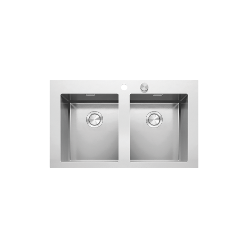 Barazza Lavello due vasche MOOD 1LMDR92 finitura inox satinato da 86x51 cm