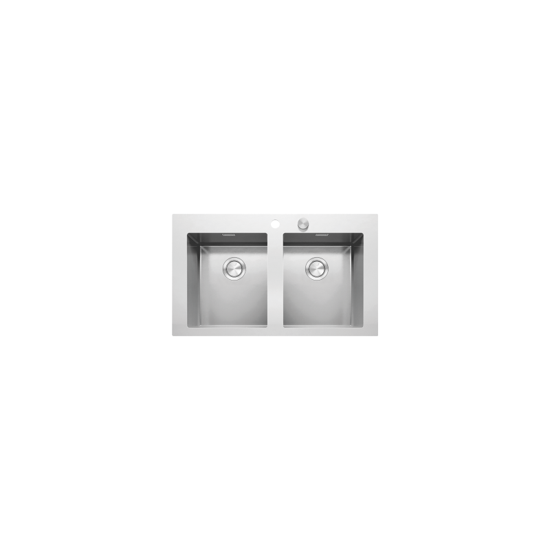  Barazza Two bowls sink MOOD 1LMDR92 satin stainless steel finish 86x51 cm
