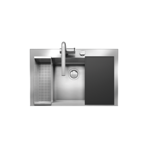 Barazza Single bowl sink B_OPEN KIT 1LBO8K satin stainless steel finish 79x51 cm - With accessories kit and mixer